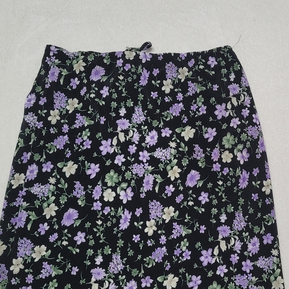 Vintage Studio 90s Purple Ditsy Floral Crepe Bow Waist Flowy Hem Mini Skirt M - Picture 6 of 9